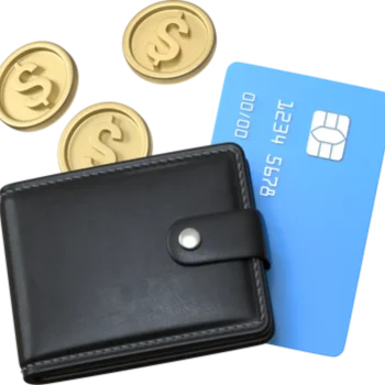 black wallet with credit card